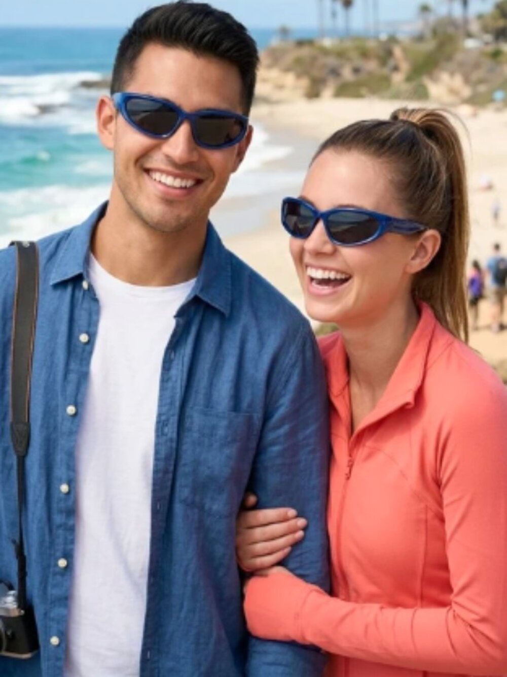 Jaspin Y2K Wrap Around Sunglasses for Women/Men Blue Oval Fashion UV400